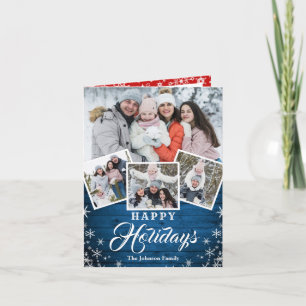 Cartes Pour Fêtes Annuelles Noël Rustic Wood 6 PHOTO Salutation