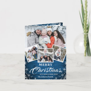 Cartes Pour Fêtes Annuelles Noël Rustic Wood 6 PHOTO Salutation