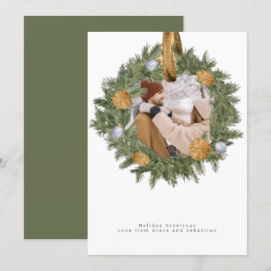 Cartes Pour Fêtes Annuelles Noël Rustic Wreath Photo Fête Personnalisée