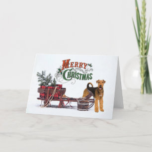 Cartes Pour Fêtes Annuelles Noël rustique Airedale