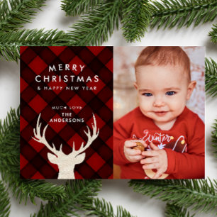 Cartes Pour Fêtes Annuelles Noël rustique aux motifs écossais buffle et renne