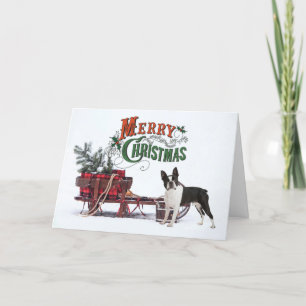 Cartes Pour Fêtes Annuelles Noël rustique Boston Terrier