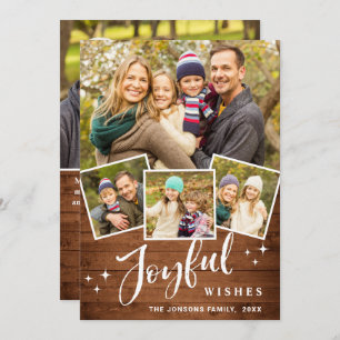 Cartes Pour Fêtes Annuelles Noël Rustique Brown Boho Wood 5 PHOTO Salutation