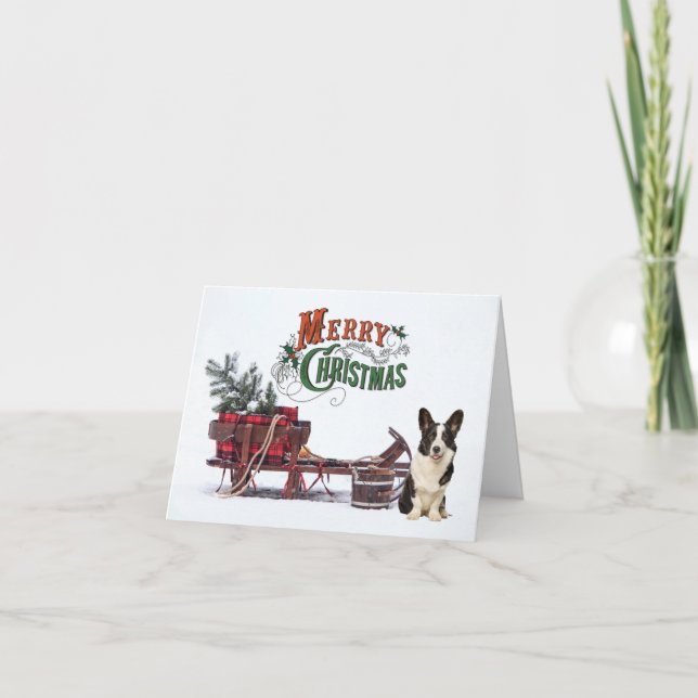 Cartes Pour Fêtes Annuelles Noël rustique Cardigan Corgi (Devant)