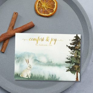 Cartes Pour Fêtes Annuelles Noël rustique de lapin blanc