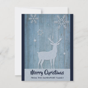 Cartes Pour Fêtes Annuelles Noël rustique de pays des rennes bleu