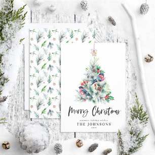 Cartes Pour Fêtes Annuelles Noël rustique Hollly Bird Holiday
