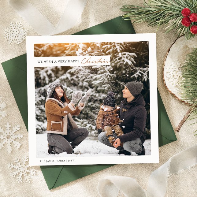 Cartes Pour Fêtes Annuelles Noël Rustique moderne Deux photos carrées (Créateur téléchargé)