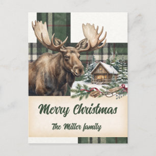 Cartes Pour Fêtes Annuelles Noël rustique personnalisé avec motif à carreaux e