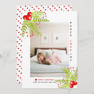 Cartes Pour Fêtes Annuelles Noël Saint baies Peace Love Joie photo Holiday
