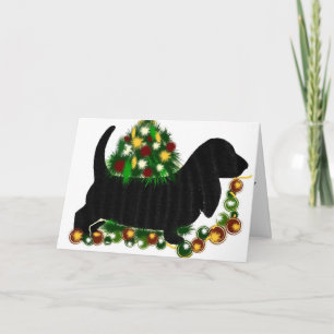 Cartes Pour Fêtes Annuelles Noël saluant le chien de basset-hound de Card~