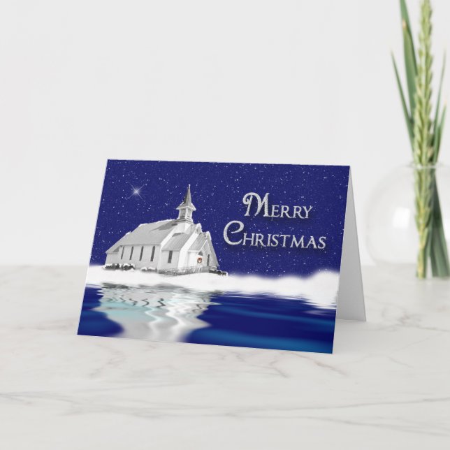 CARTES POUR FÊTES ANNUELLES NOËL SALUT - CHRÉTIEN - ÉGLISE - NEIGE (Devant)
