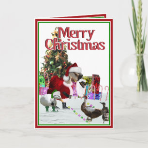 Cartes Pour Fêtes Annuelles Noël Santa Oie et Canards