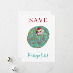 Cartes Pour Fêtes Annuelles Noël Sauvons les Pangolins Slogan Personnalisé