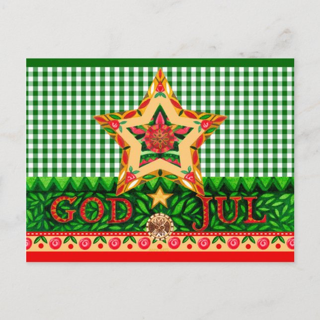 Cartes Pour Fêtes Annuelles Noël scandinave Dieu juil salutations (Devant)
