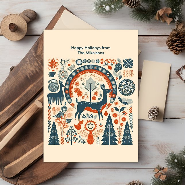 Cartes Pour Fêtes Annuelles Noël scandinave en forêt moderne (Créateur téléchargé)