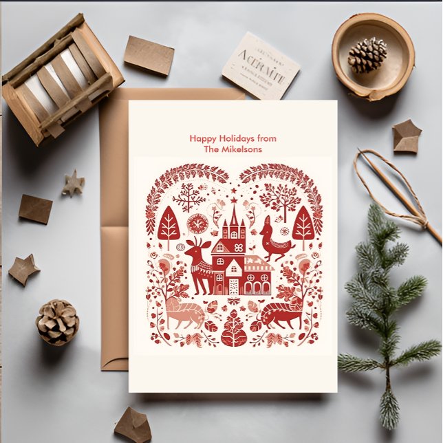 Cartes Pour Fêtes Annuelles Noël scandinave en forêt moderne (Créateur téléchargé)