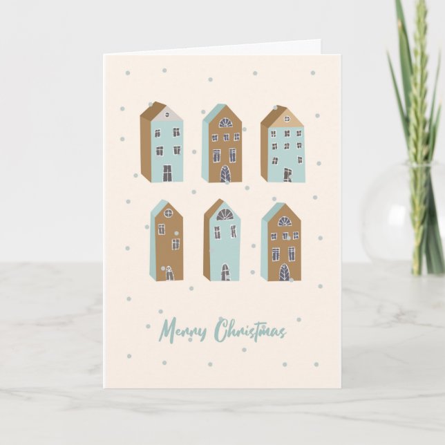 Cartes Pour Fêtes Annuelles Noël scandinave Hiver Maisons nordiques (Devant)