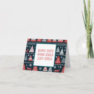 Cartes Pour Fêtes Annuelles Noël scandinave nordique personnalisé bleu marine