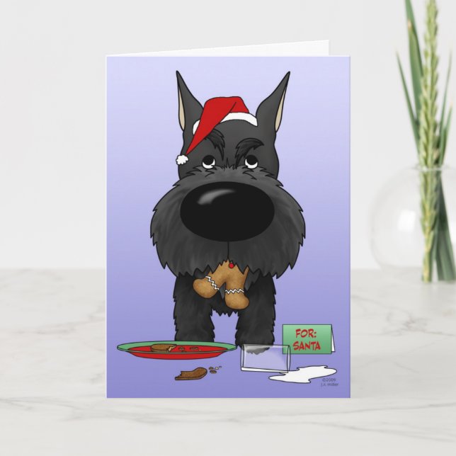 Cartes Pour Fêtes Annuelles Noël Schnauzer (Devant)