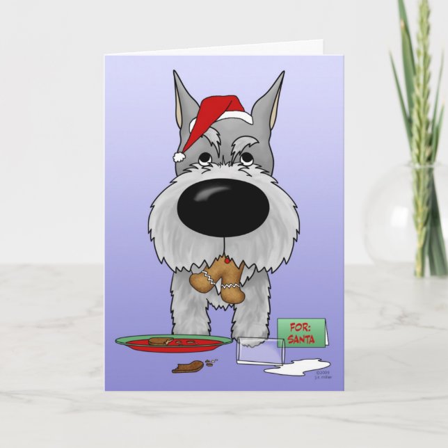 Cartes Pour Fêtes Annuelles Noël Schnauzer (Devant)