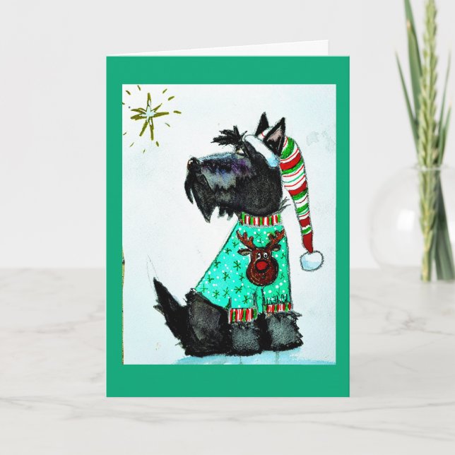 Cartes Pour Fêtes Annuelles Noël Scottie (Devant)