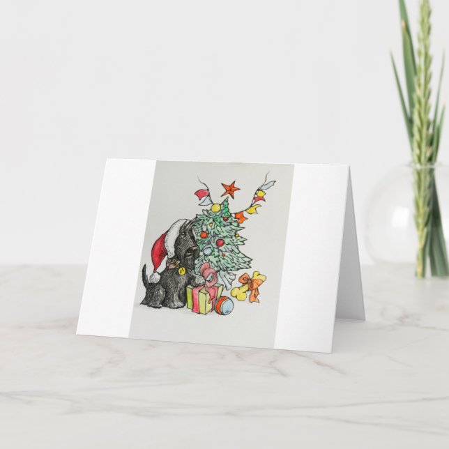 Cartes Pour Fêtes Annuelles Noël Scottie#1 (Devant)