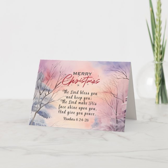 Cartes Pour Fêtes Annuelles Noël Seigneur Bénissez-vous la Bible Verse Scène d (Devant)