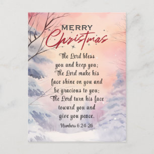 Cartes Pour Fêtes Annuelles Noël Seigneur Bénissez-vous la Bible Verse Scène d