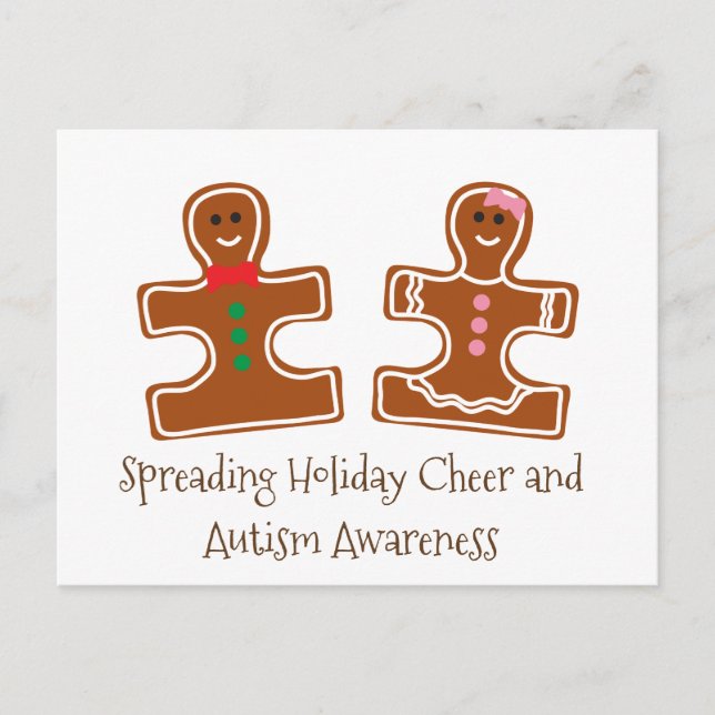 Cartes Pour Fêtes Annuelles Noël Sensibilisation sur l'autisme Puzzle Cookies (Devant)