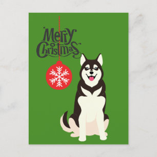 Cartes Pour Fêtes Annuelles Noël sibérien Husky
