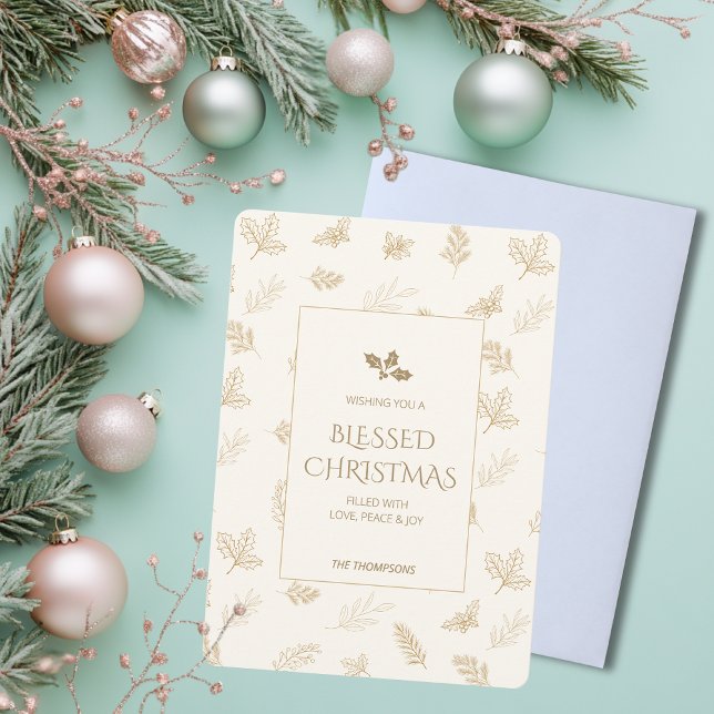 Cartes Pour Fêtes Annuelles Noël simple Feuille d'hiver or (Créateur téléchargé)