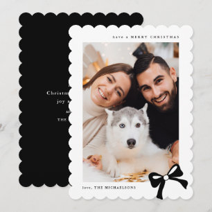 Cartes Pour Fêtes Annuelles Noël Simple Nœud Noir et Blanc Photo