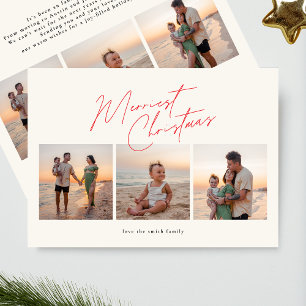 Cartes Pour Fêtes Annuelles noël simple rouge   6 photo collage heureux