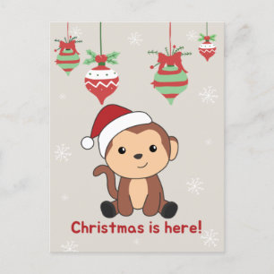 Cartes Pour Fêtes Annuelles Noël Singe Neige Hiver Animaux Singes Fête