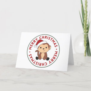 Cartes Pour Fêtes Annuelles Noël singe neige hiver Animaux Singes Vacances
