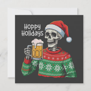 Cartes Pour Fêtes Annuelles Noël Skeleton Boire Bière Hoppy Vacances