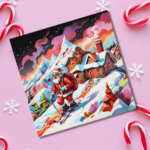 Cartes Pour Fêtes Annuelles Noël ski psychédélique père Noël