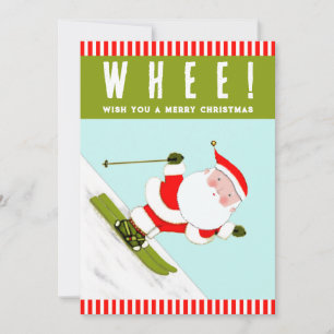 Cartes Pour Fêtes Annuelles Noël Skieur Ski sur Neige