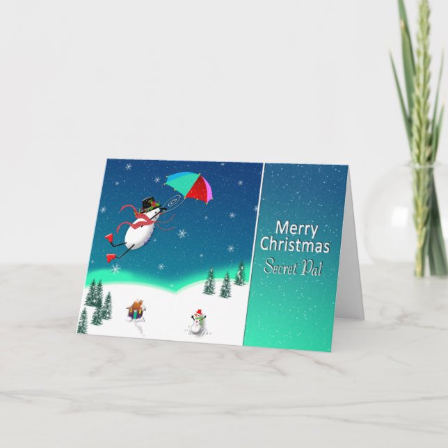 Cartes Pour Fêtes Annuelles Noël - Snowman en vol - SECRET PAL (Devant)