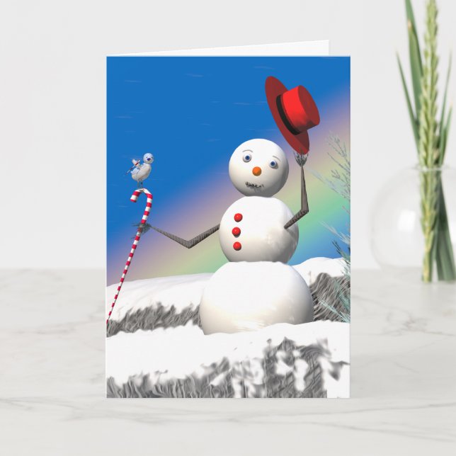 Cartes Pour Fêtes Annuelles Noël Snowman et ami (Devant)