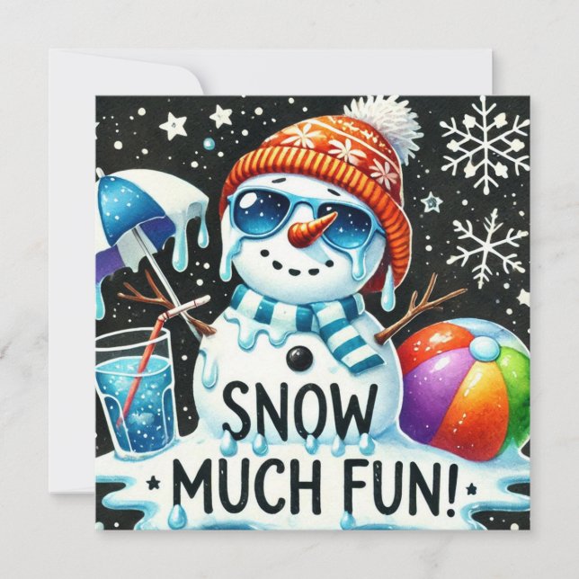 Cartes Pour Fêtes Annuelles Noël Snowman été neige fun (Devant)