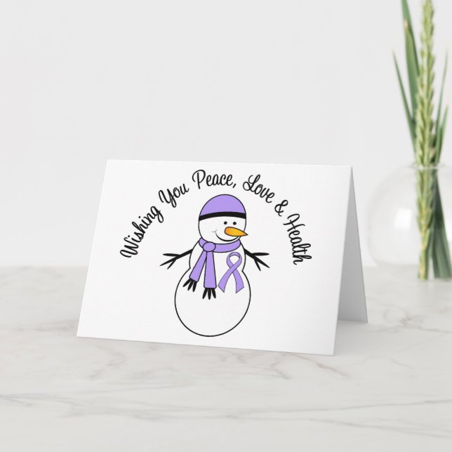 Cartes Pour Fêtes Annuelles Noël Snowman général Cancer Ribbon (Devant)