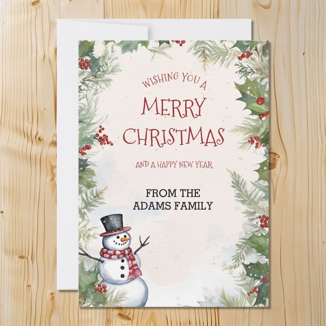 Cartes Pour Fêtes Annuelles Noël Snowman Holly Fir et la famille des scènes de (Créateur téléchargé)