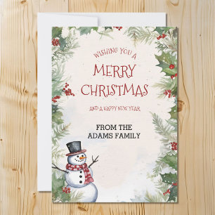 Cartes Pour Fêtes Annuelles Noël Snowman Holly Fir et la famille des scènes de