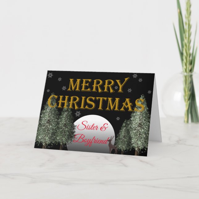 Cartes Pour Fêtes Annuelles Noël SoeurBoyami Moonlit Cerf traditionnel (Devant)