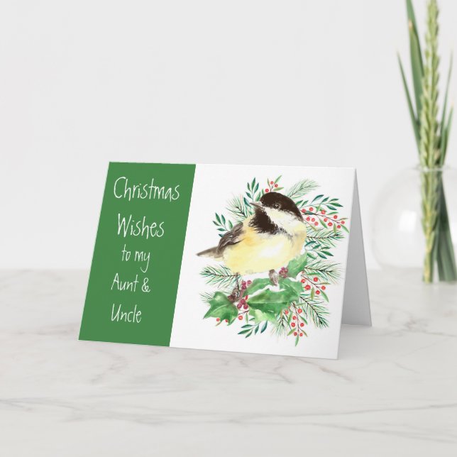 Cartes Pour Fêtes Annuelles Noël Souhaite Chickadee Oiseau Tante Oncle (Devant)