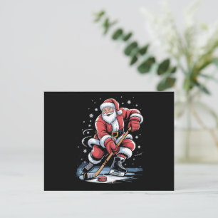 Cartes Pour Fêtes Annuelles Noël Sport Père Noël joue de hockey sur glace Noël