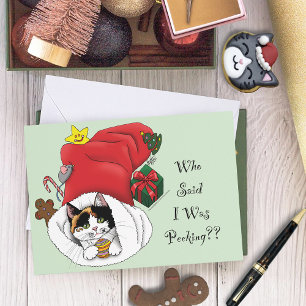 Cartes Pour Fêtes Annuelles Noël Stocker mignonne Calico Kitten