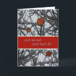 Cartes Pour Fêtes Annuelles Noël suédois, Ornements en neige<br><div class="desc">Des ornements de Noël nichés dans des branches enneigées ornent la couverture de cette carte suédoise de Noël. Copyright © Shoaff Ballanger Studios.</div>